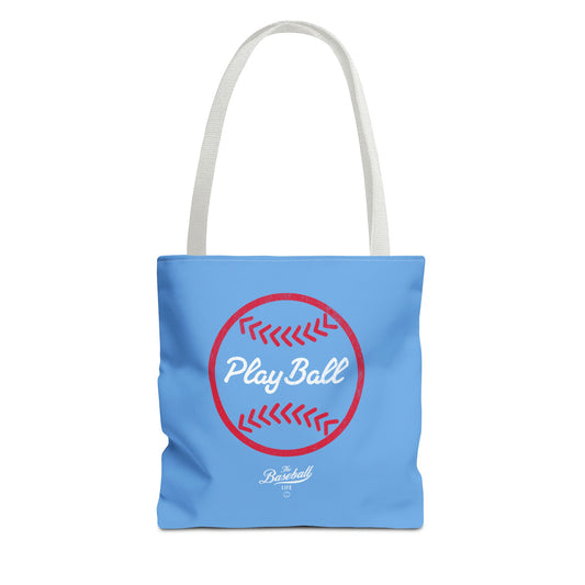 Baseball Icon Play Ball Tote Bag_Carolina Blue