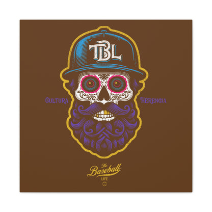 Beisbol Sugar Skull Series_Player 2  Wall Art Canvas_Brown