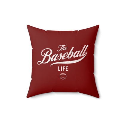 The Baseball Life Accent Pillow_Maroon w White Print