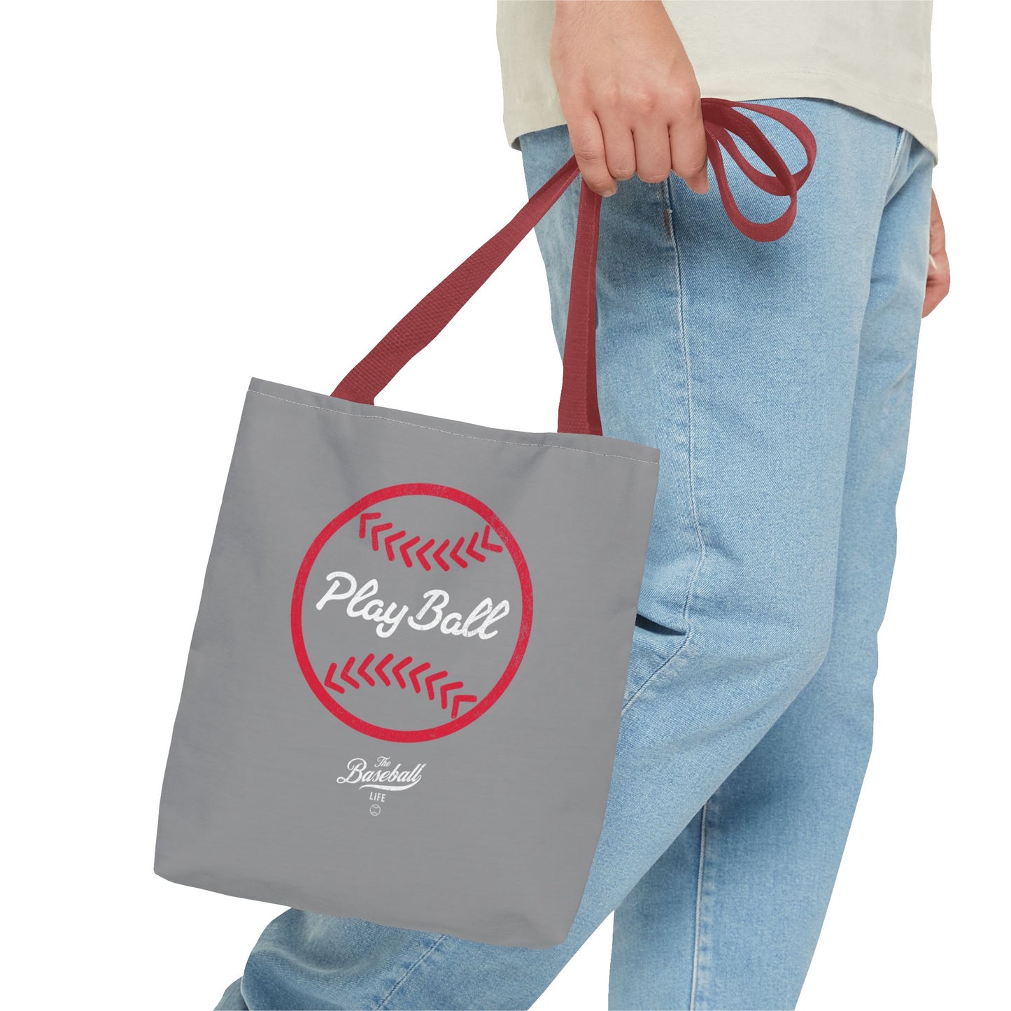 Baseball Icon Play Ball Tote Bag_Gray