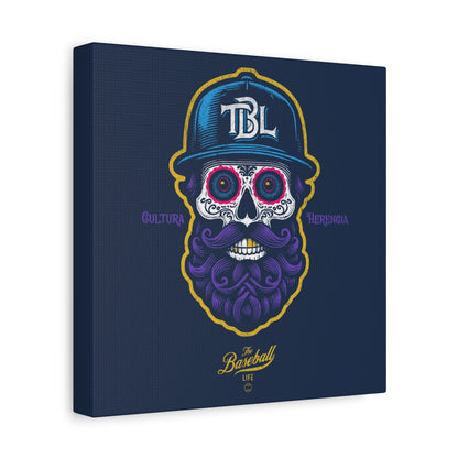 Beisbol Sugar Skull Series_Player 2  Wall Art Canvas_Navy