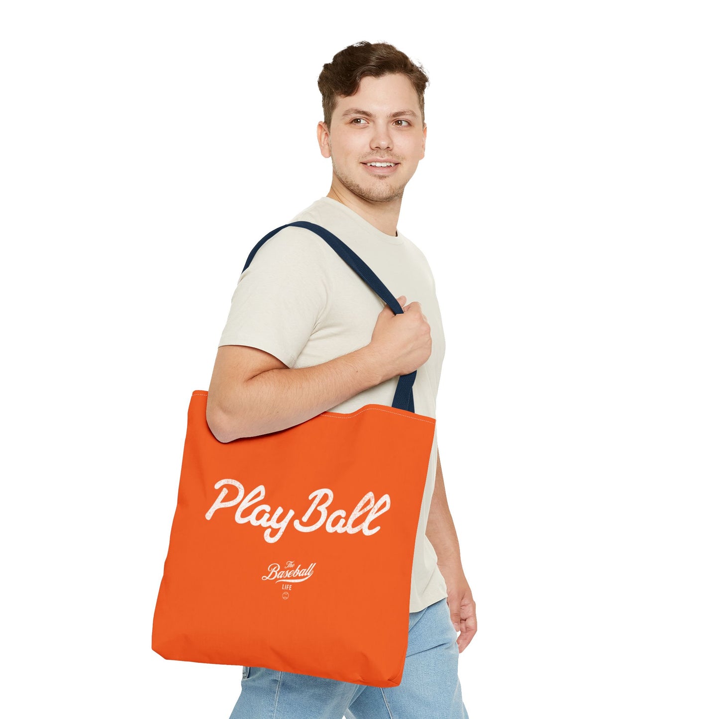 Play Ball Tote Bag_Orange with White Print