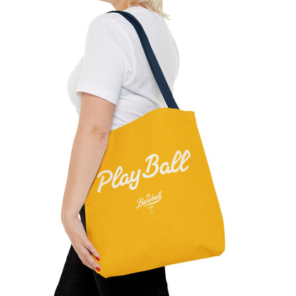 Play Ball Tote Bag_Yellow Gold with White Print