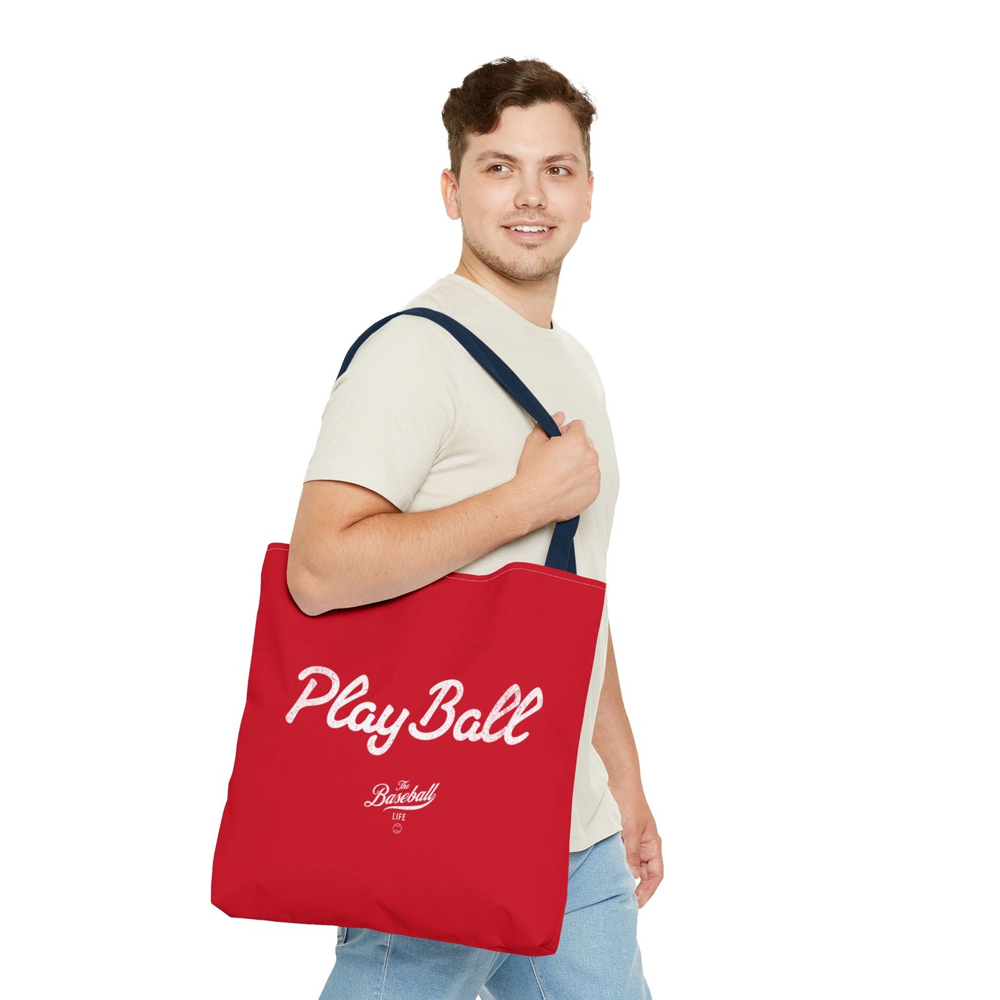 Play Ball Tote Bag_Red with White Print