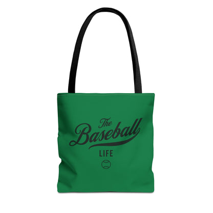 The Baseball Life Tote Bag_Green w Black Print