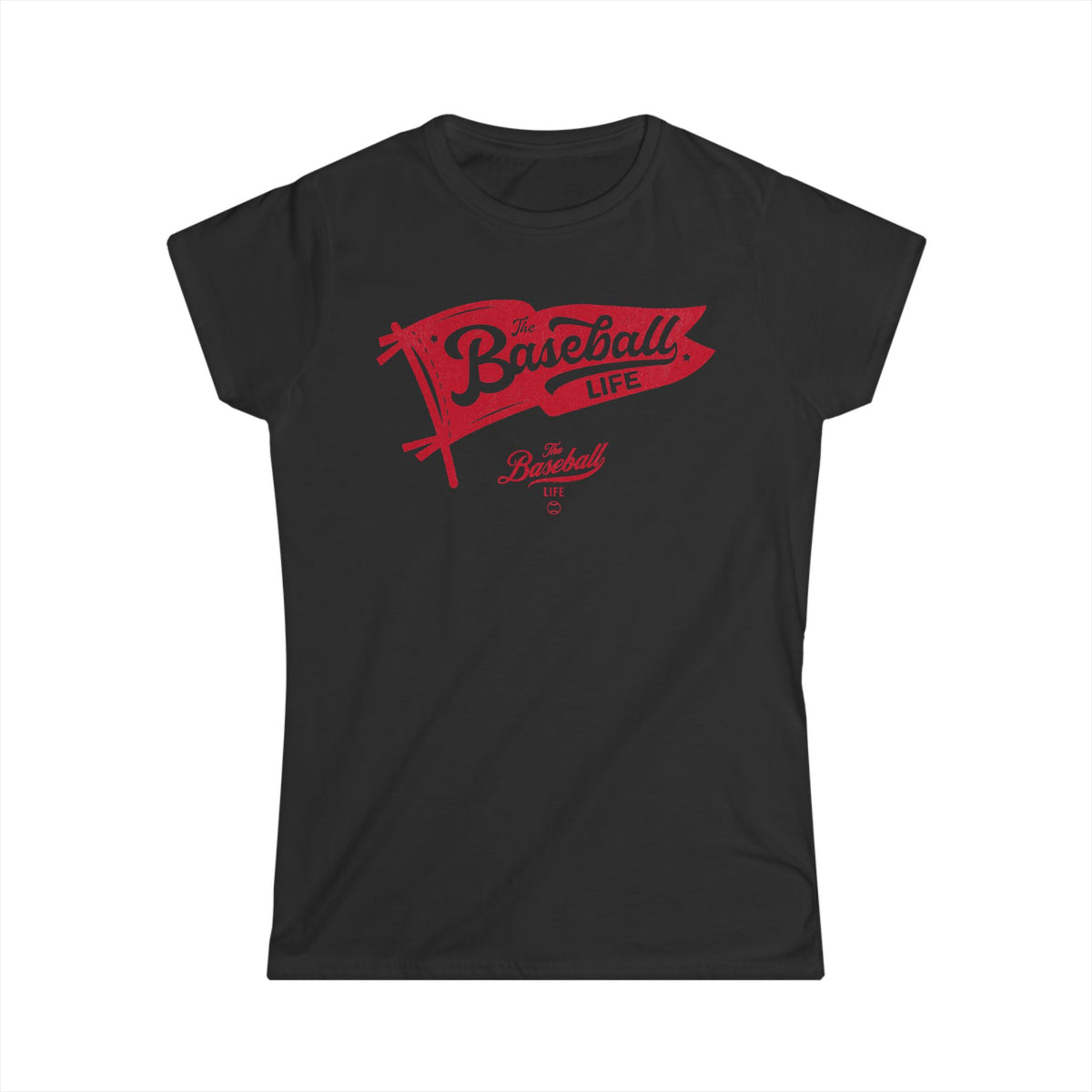 Vintage Baseball Pennant Women's T-Shirt - Red Print