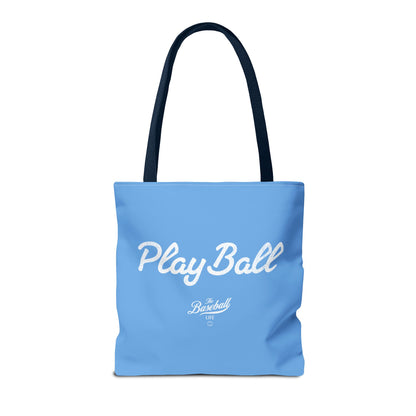 Play Ball Tote Bag_Carolina Blue with White Print