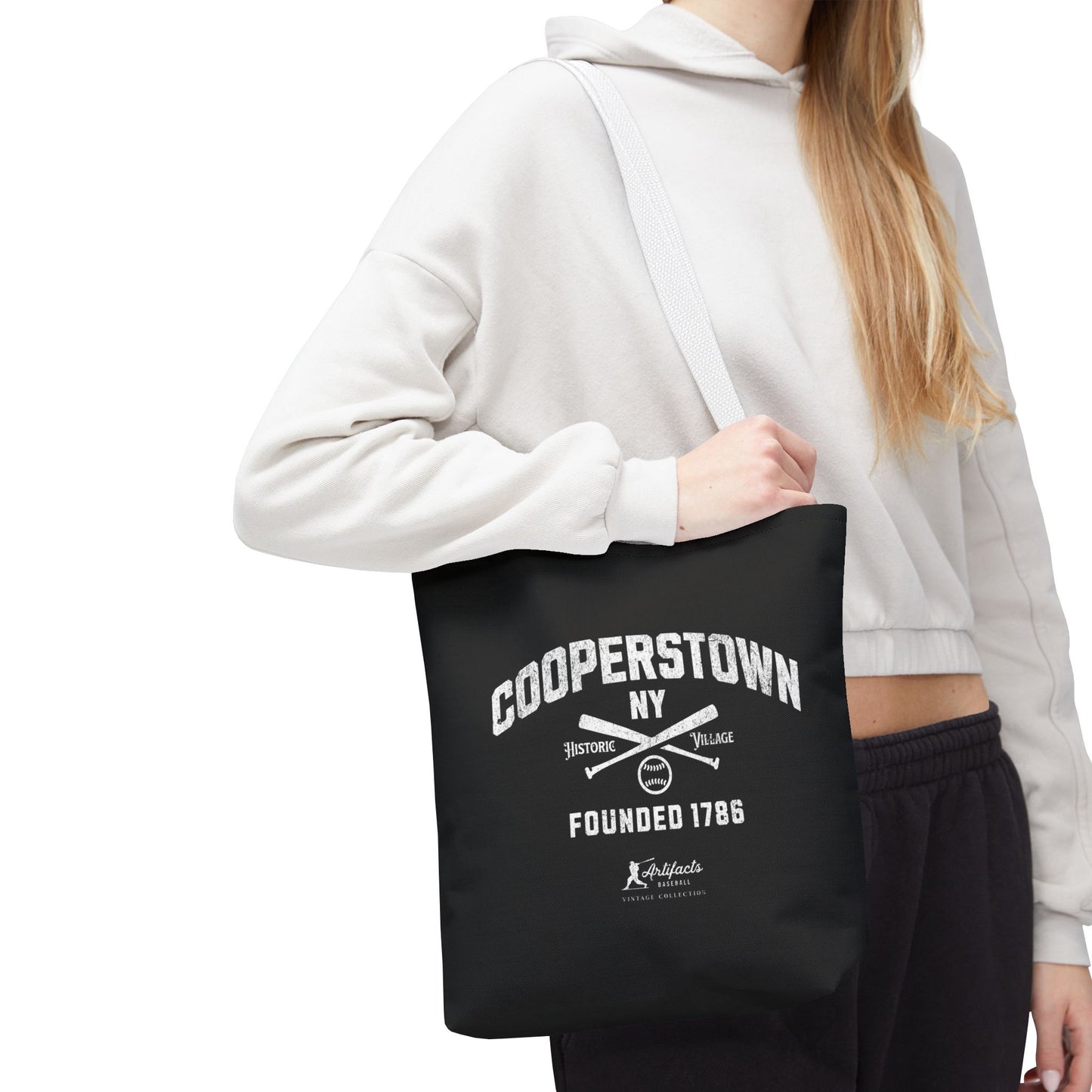 Cooperstown, NY Tote Bag_Black w White Print