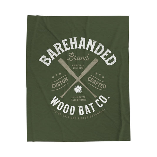 Velveteen Plush Blanket_Barehanded Wood Bat Co._Military Green