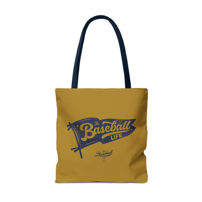 Vintage Pennant Tote Bag_Navy Print on Old Gold