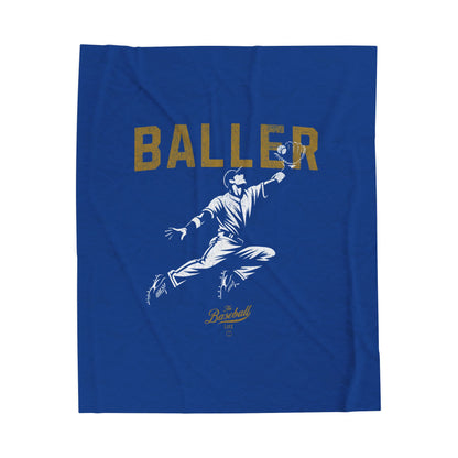Velveteen Plush Blanket_Baller_Royal Blue