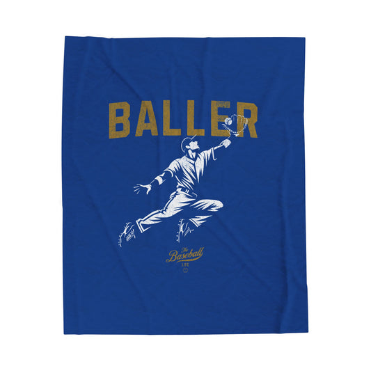 Velveteen Plush Blanket_Baller_Royal Blue