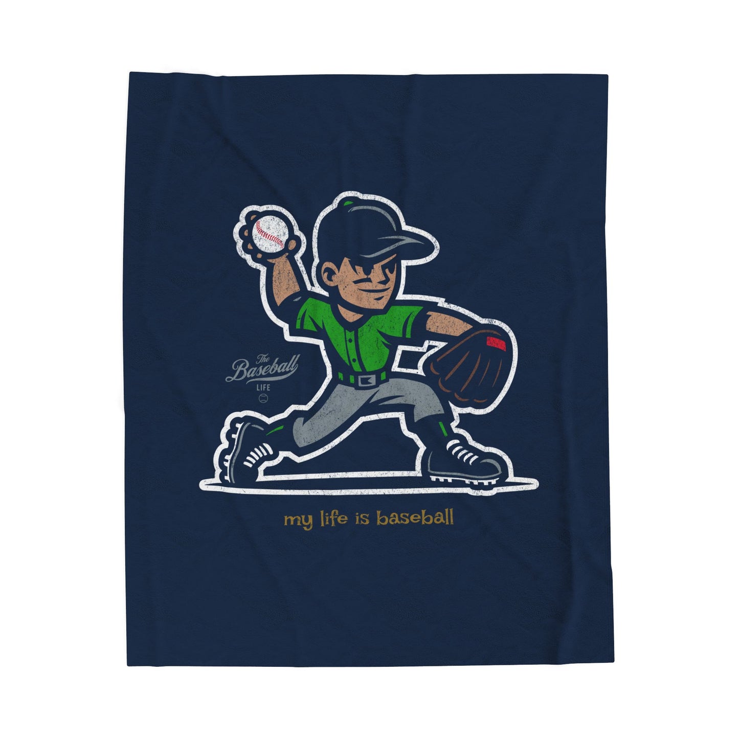 Velveteen Plush Blanket_My Life Is Baseball Green Jersey