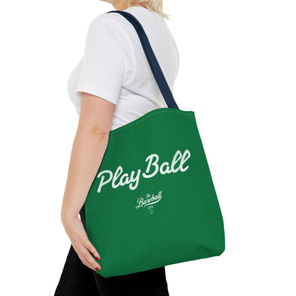 Play Ball Tote Bag_Green with White Print