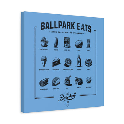 Ballpark Eats_Feeding the Language of Baseball Wall Art Canvas_Carolina Blue