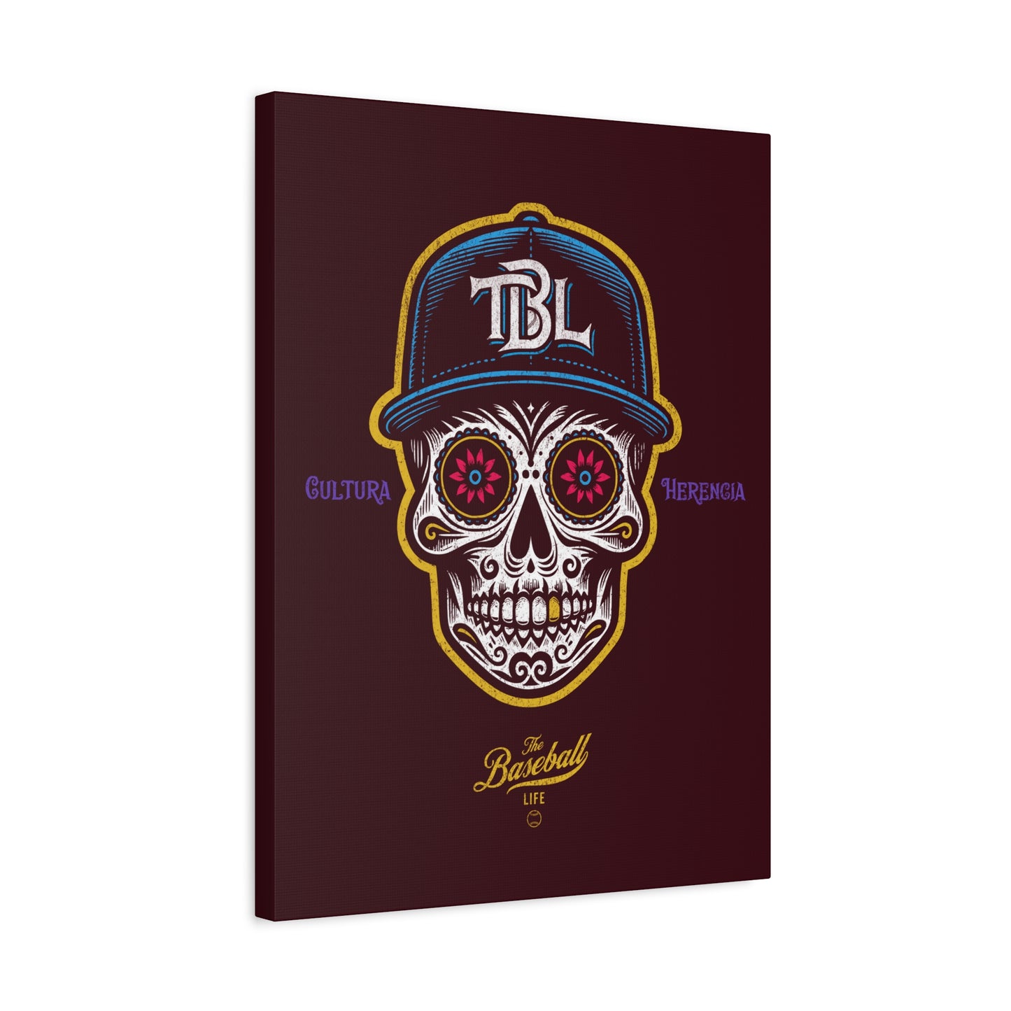 Beisbol Sugar Skull Series_Player 1 Wall Art Canvas_Coffee