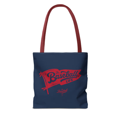 Vintage Pennant Tote Bag_Red Print on Navy