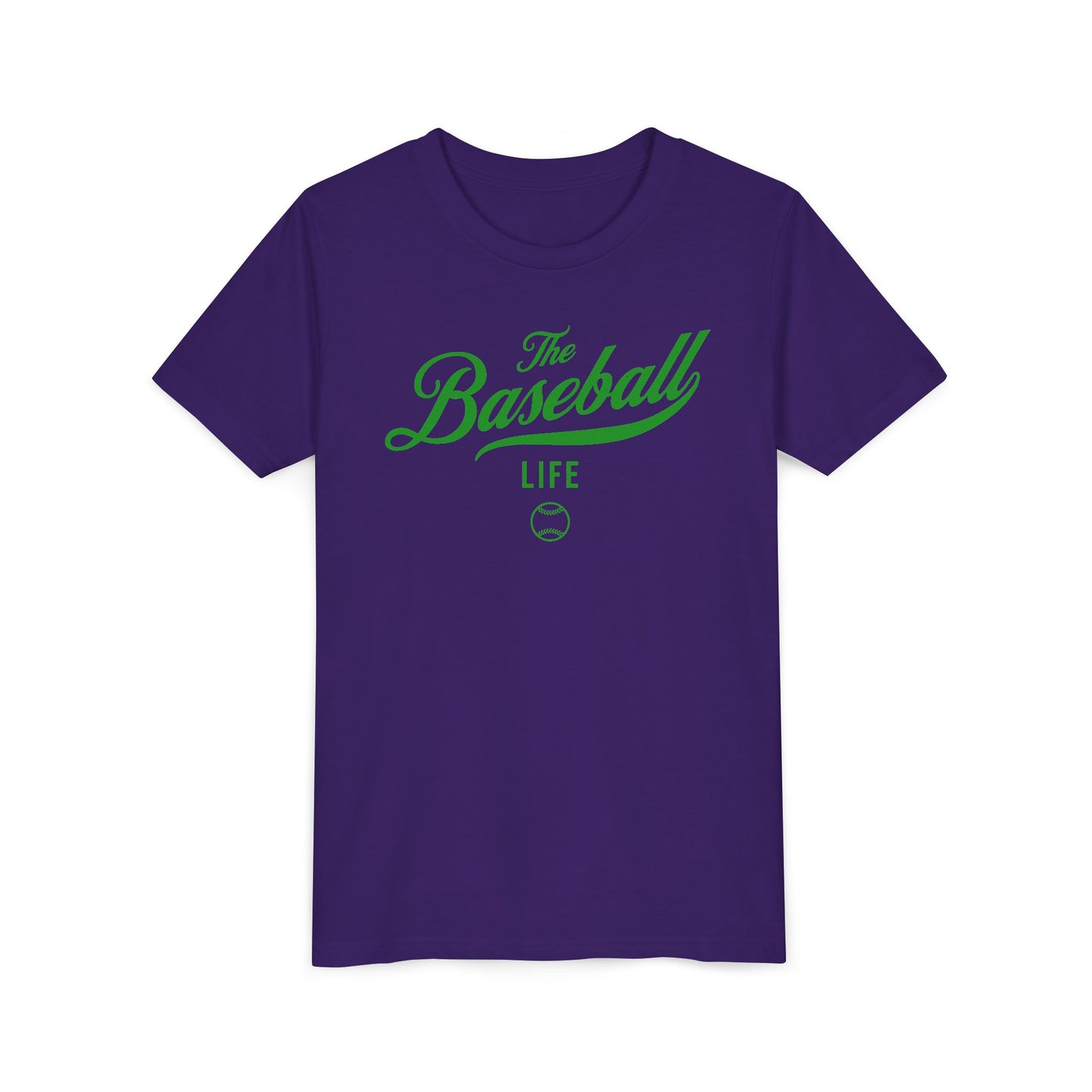 Youth The Baseball Life Classic Script T-Shirt_Green Print