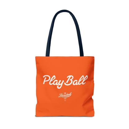 Play Ball Tote Bag_Orange with White Print