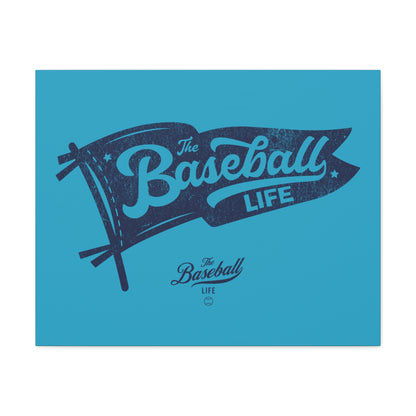Classic Pennant Wall Art Canvas_Navy Print on Turquoise