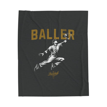 Velveteen Plush Blanket_Baller_Gunmetal Gray