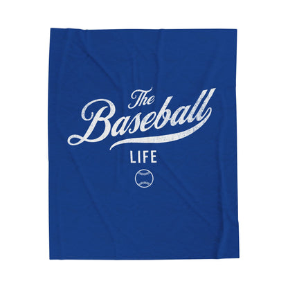 Velveteen Plush Blanket_Royal Blue with White Print