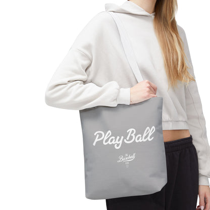 Play Ball Tote Bag_Light Gray with White Print