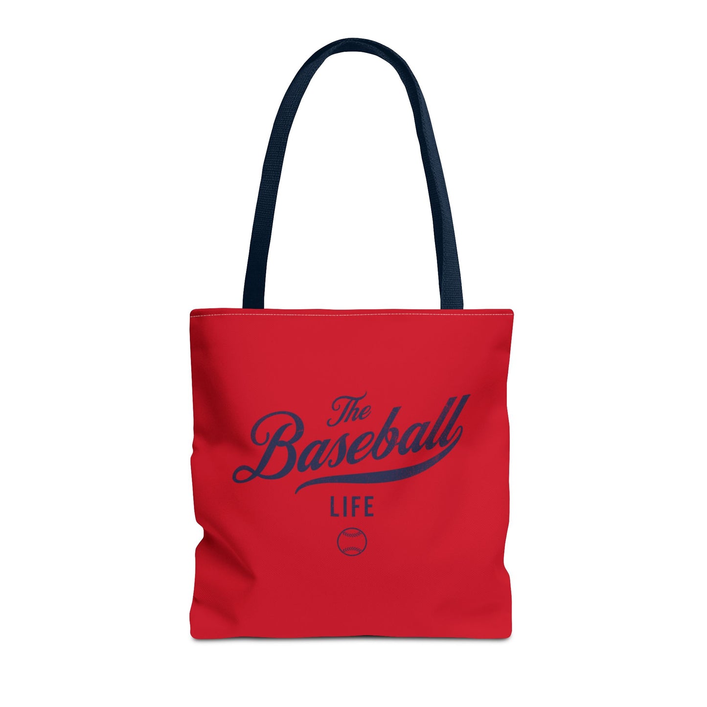 The Baseball Life Tote Bag_Red w Navy Print