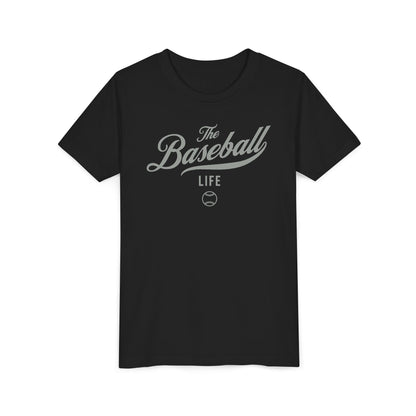 Youth The Baseball Life Classic Script T-Shirt_Silver Gray Print