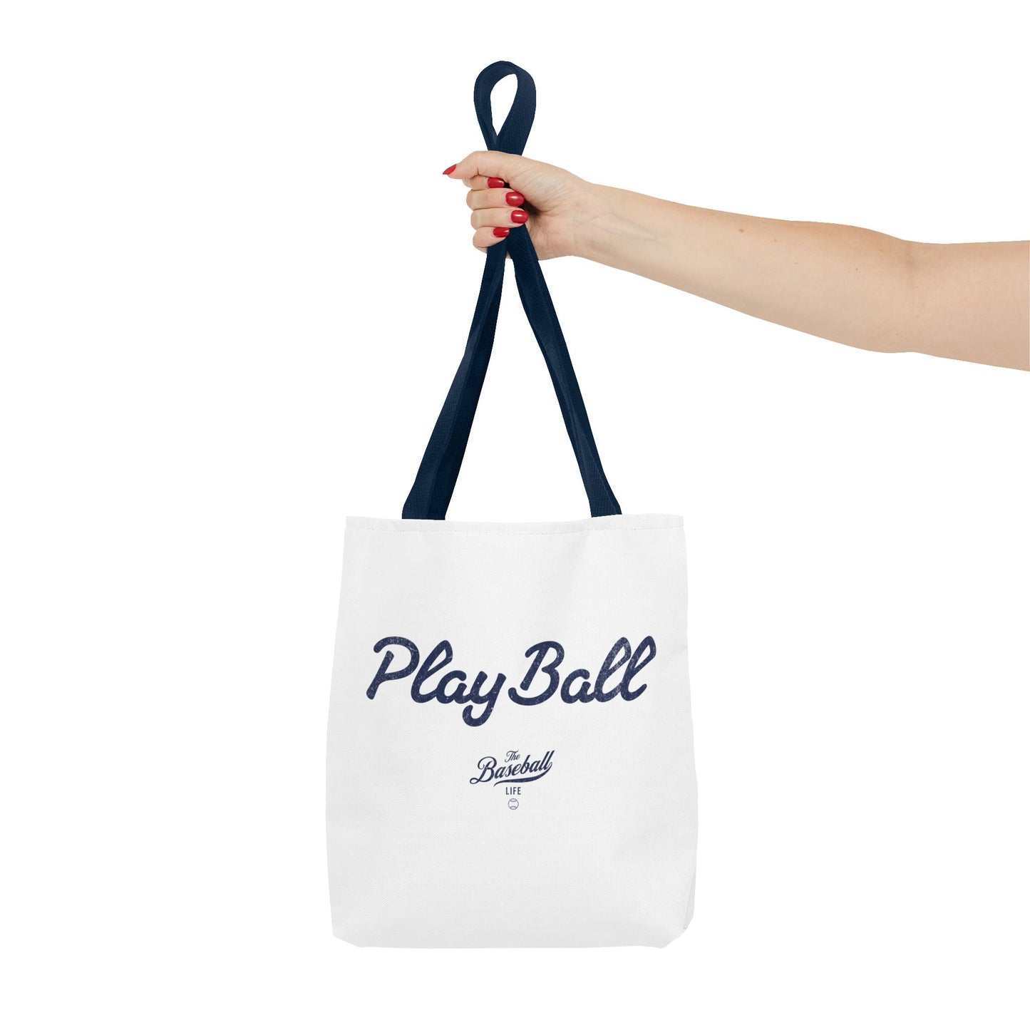 Play Ball Tote Bag_White with Navy Print