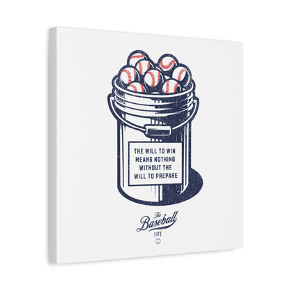 Bucket of Balls (The Will To Prepare) Wall Art Canvas_White