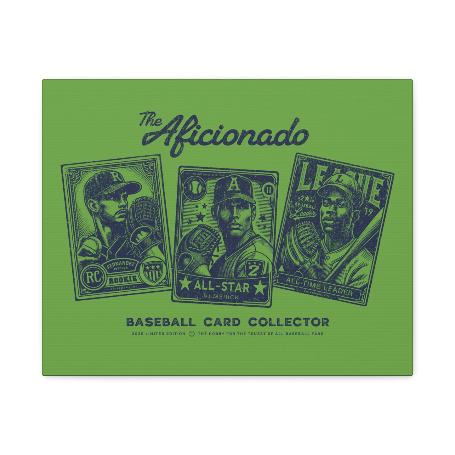 The Aficionado Baseball Card Collector Wall Art Canvas_Grass Green