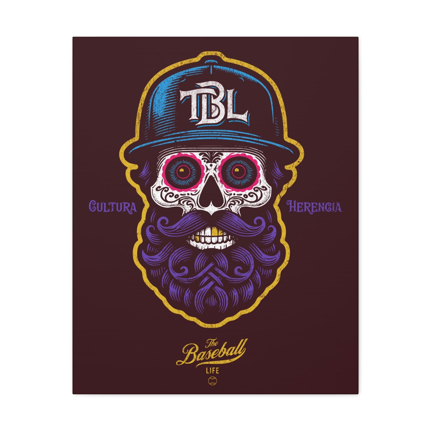 Beisbol Sugar Skull Series_Player 2 Wall Art Canvas_Coffee