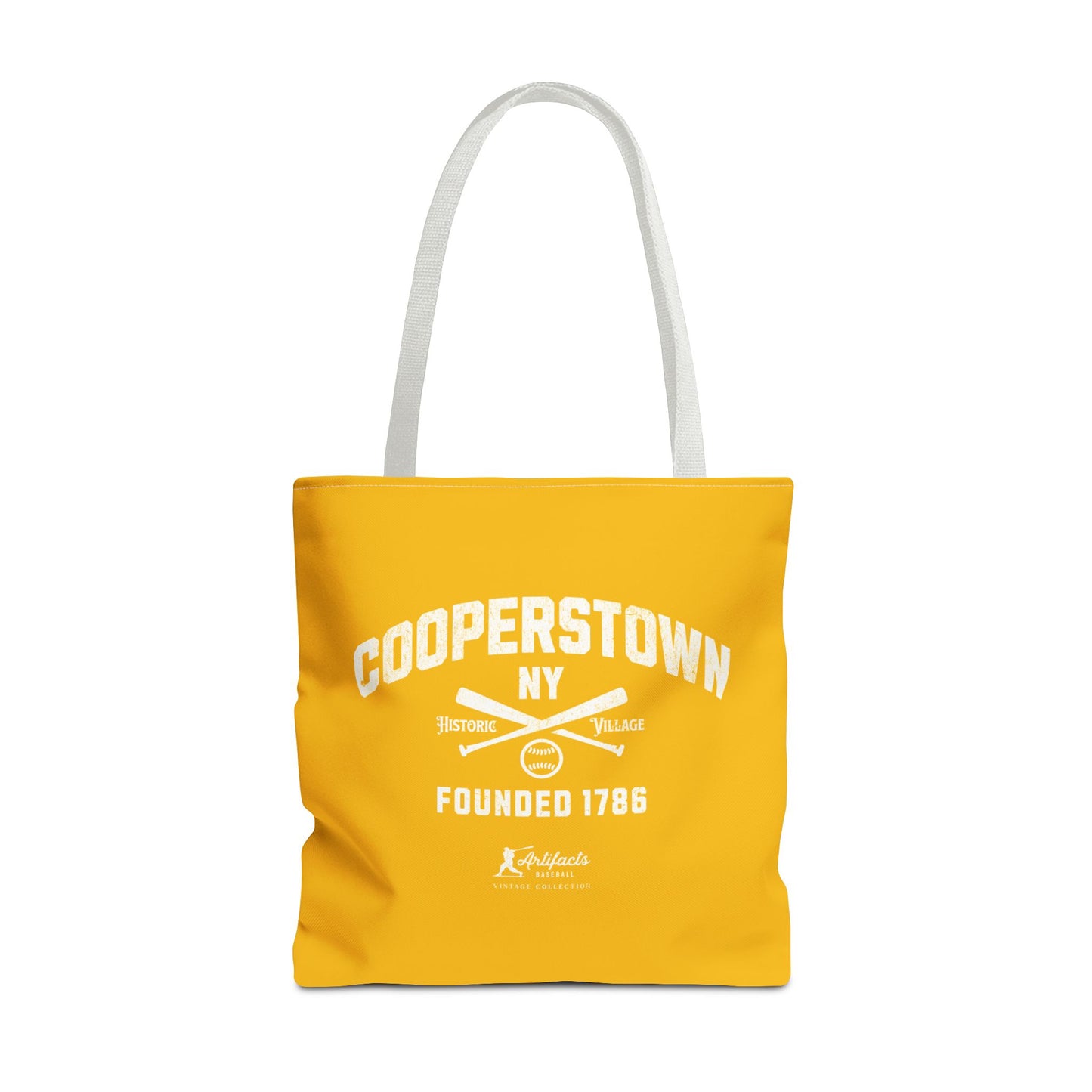 Cooperstown, NY Tote Bag_Yellow Gold w White Print