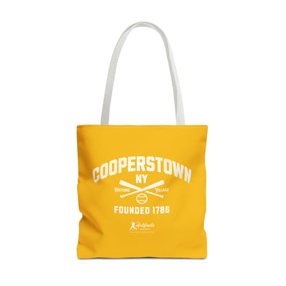 Cooperstown, NY Tote Bag_Yellow Gold w White Print
