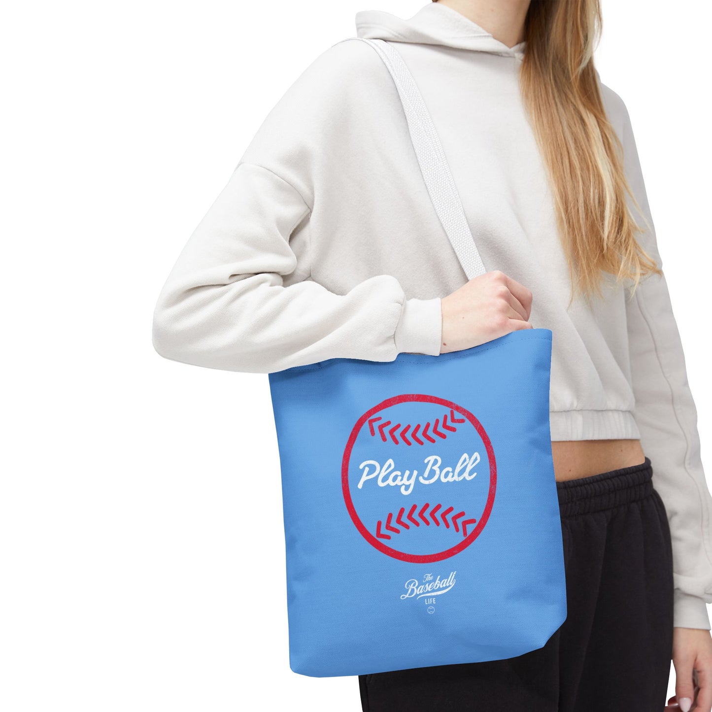 Baseball Icon Play Ball Tote Bag_Carolina Blue