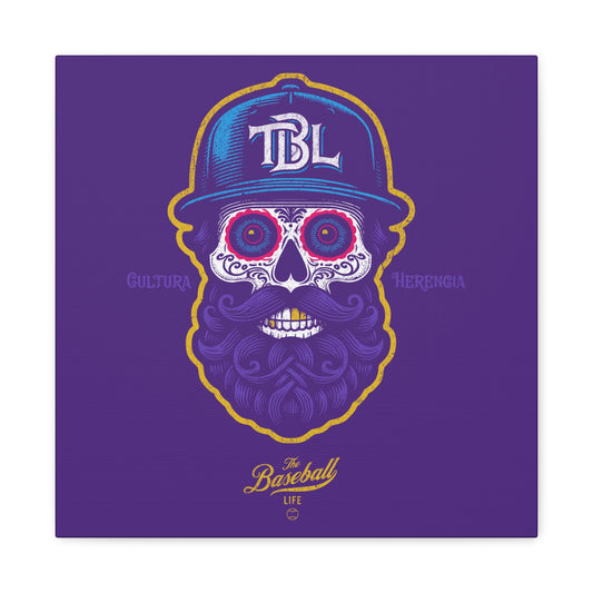 Beisbol Sugar Skull Series_Player 2  Wall Art Canvas_Purple