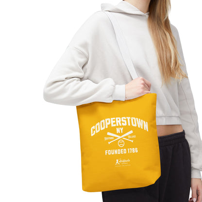 Cooperstown, NY Tote Bag_Yellow Gold w White Print