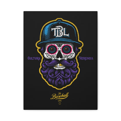 Beisbol Sugar Skull Series_Player 2 Wall Art Canvas_Black