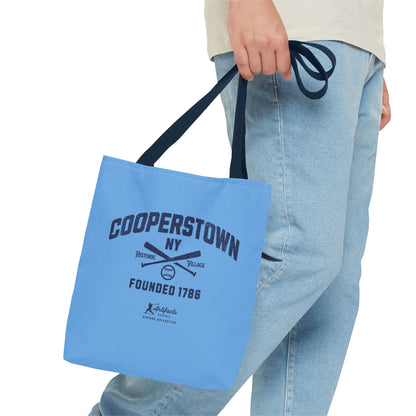 Cooperstown, NY Tote Bag_Carolina Blue w Navy Print