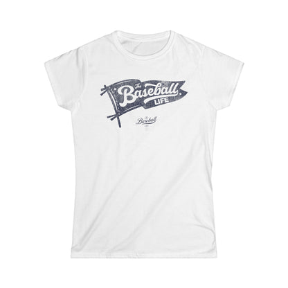 Women's Vintage Baseball Pennant T-Shirt - Navy Print