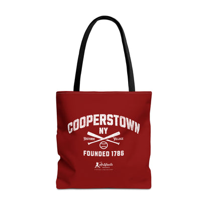 Cooperstown, NY Tote Bag_Maroon w White Print