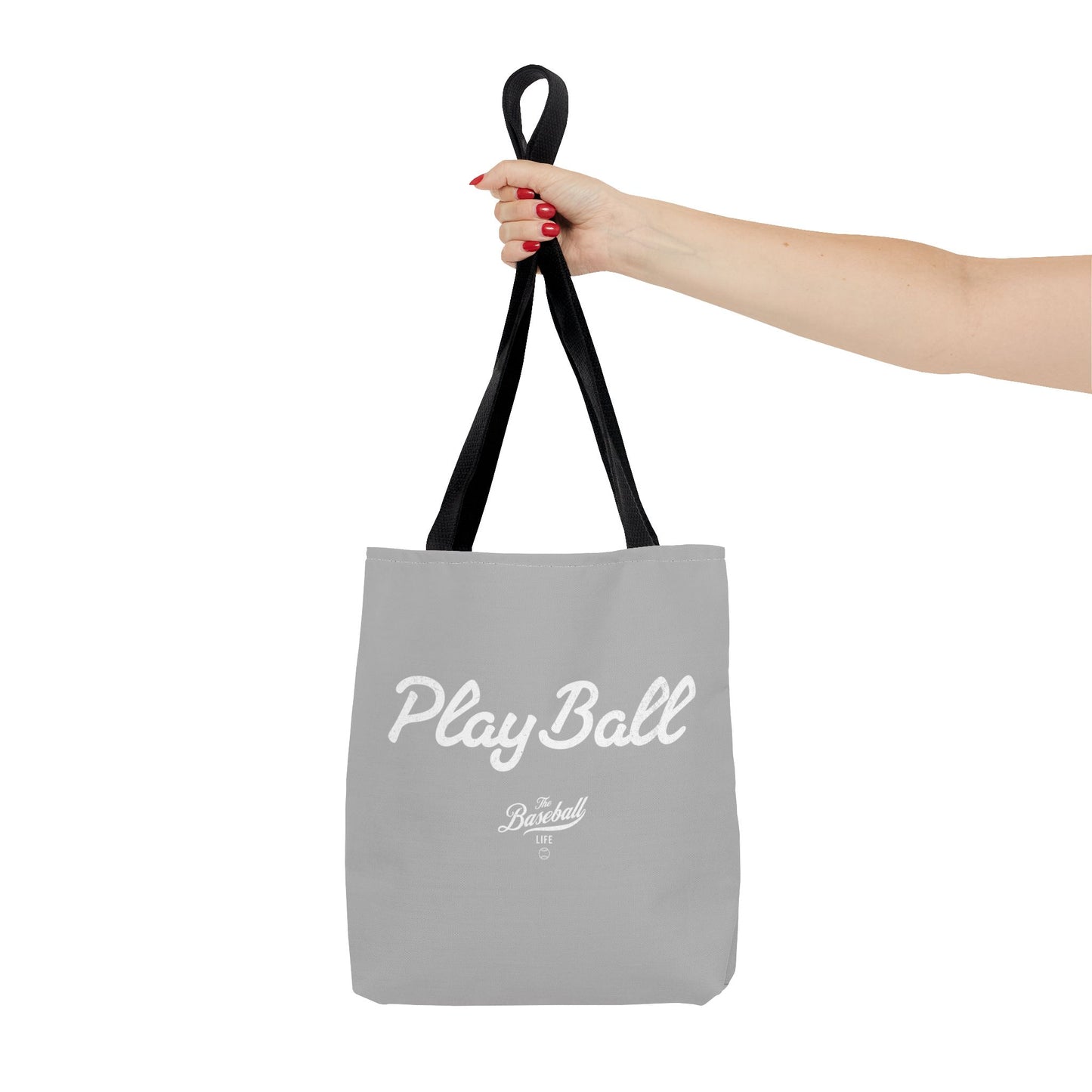 Play Ball Tote Bag_Light Gray with White Print