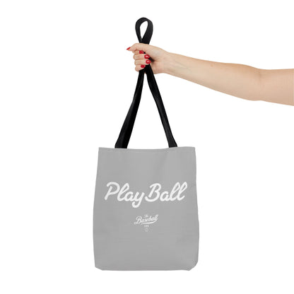 Play Ball Tote Bag_Light Gray with White Print
