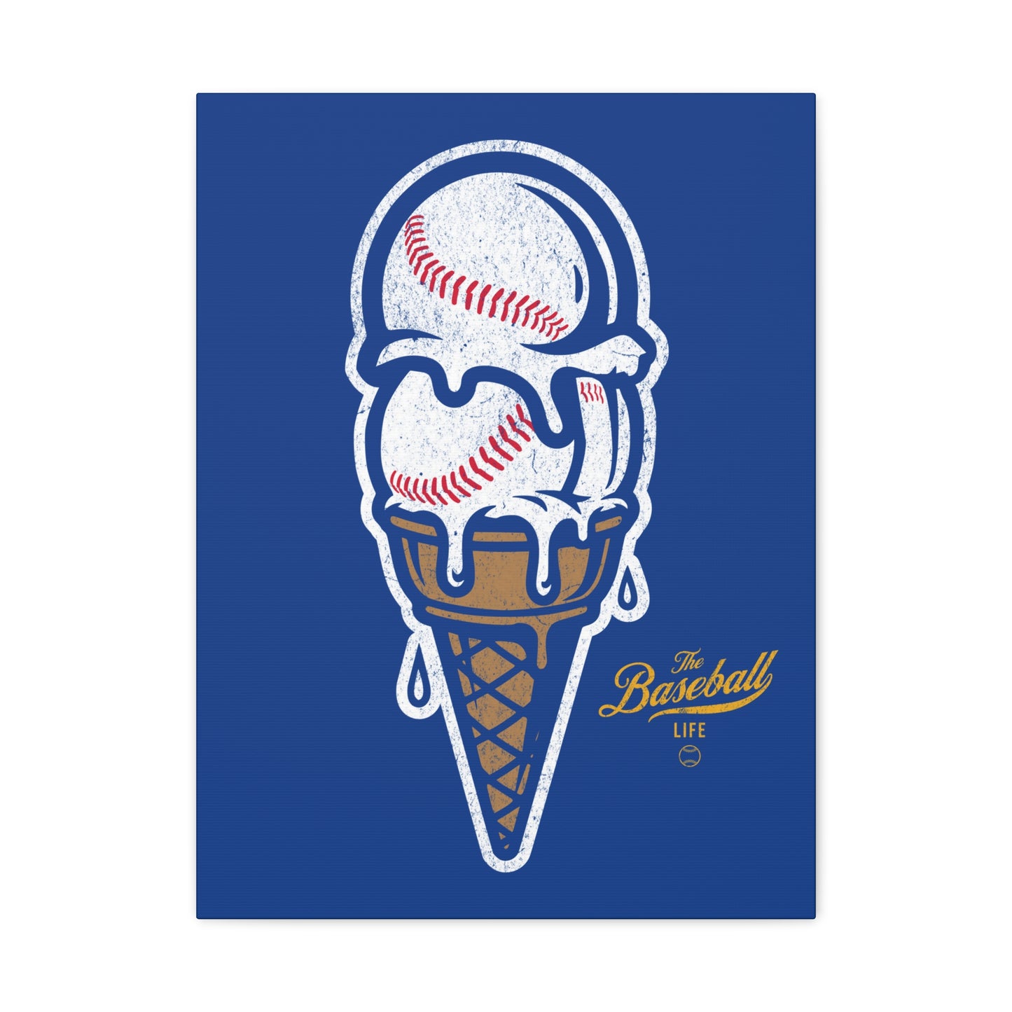 Baseball Ice Cream Cone Wall Art Canvas_Royal Blue