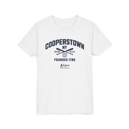 Youth Cooperstown NY Navy Print_Artifacts Baseball Collection T-Shirt