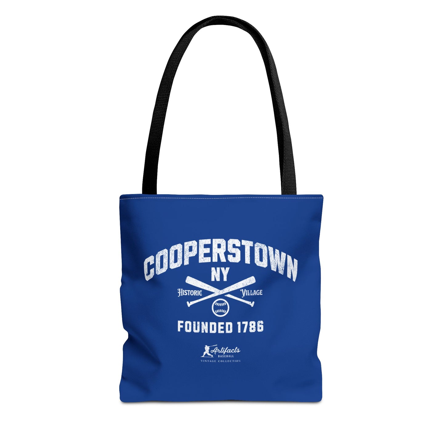 Cooperstown, NY Tote Bag_Royal Blue w White Print