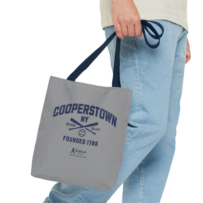 Cooperstown, NY Tote Bag_Gray w Navy Print