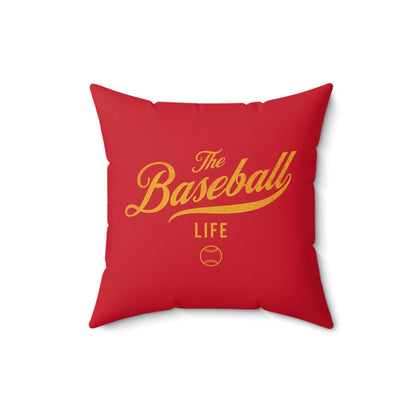 The Baseball Life Accent Pillow_Red w Yellow Print