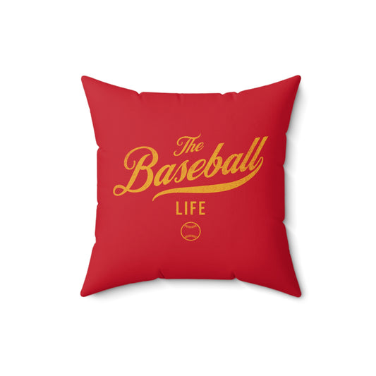The Baseball Life Accent Pillow_Red w Yellow Print
